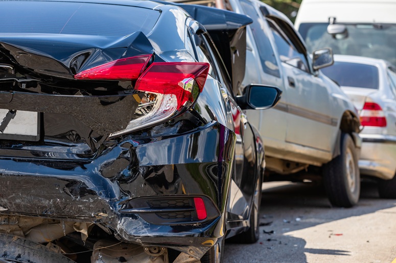 Two crashed cars.