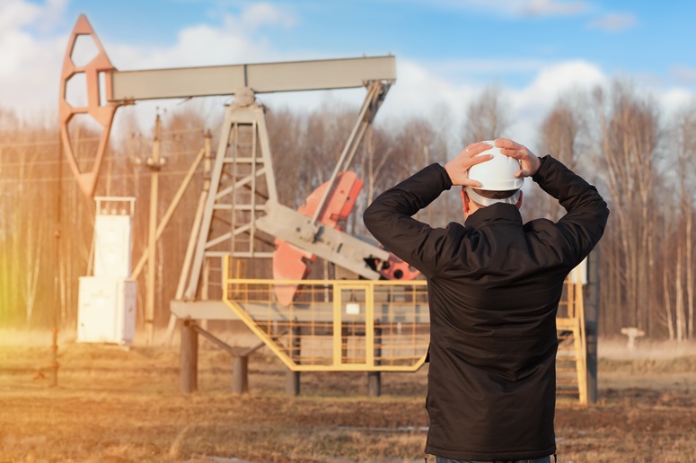 Upset worker at oil rig