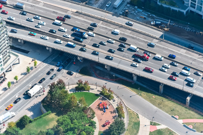 high view of a highway