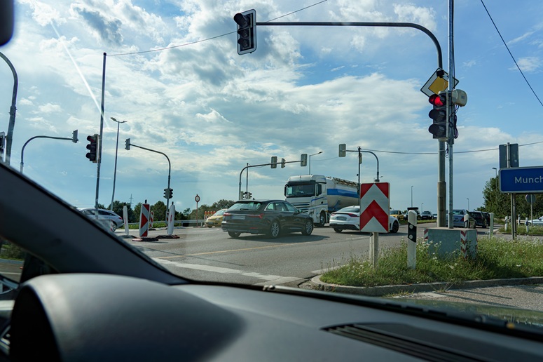 Busy traffic intersection