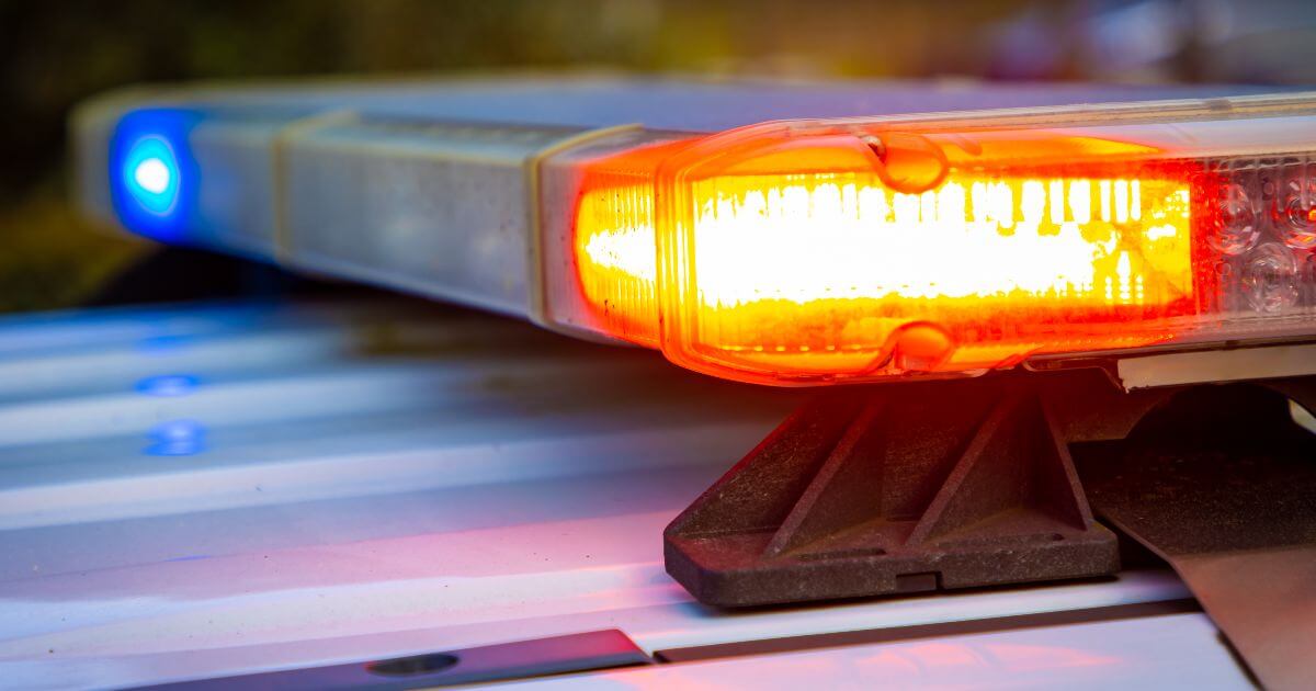 red police car light up close