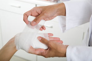 bandaged hands