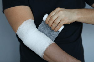 arm wrapped in a bandage