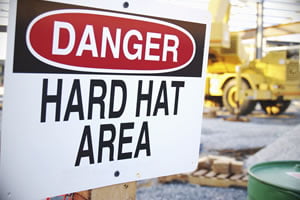 hard hat construction site sign