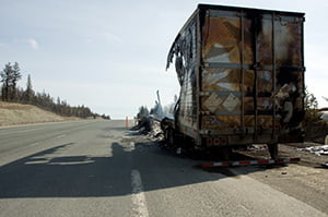 burnt truck trailer
